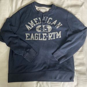 Vintage American Eagle Sweatshirt Men’s XL Navy Blue Pull Over Sweater Faded Y2K